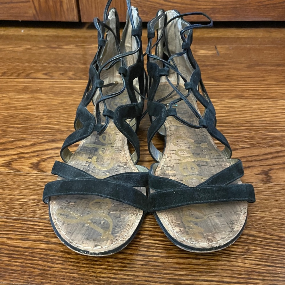 Sam Edelman Black Gladiator Sandals Suede